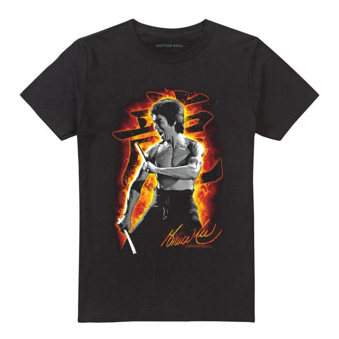Front - Bruce Lee Unisex Adult Dragon Fire T-Shirt