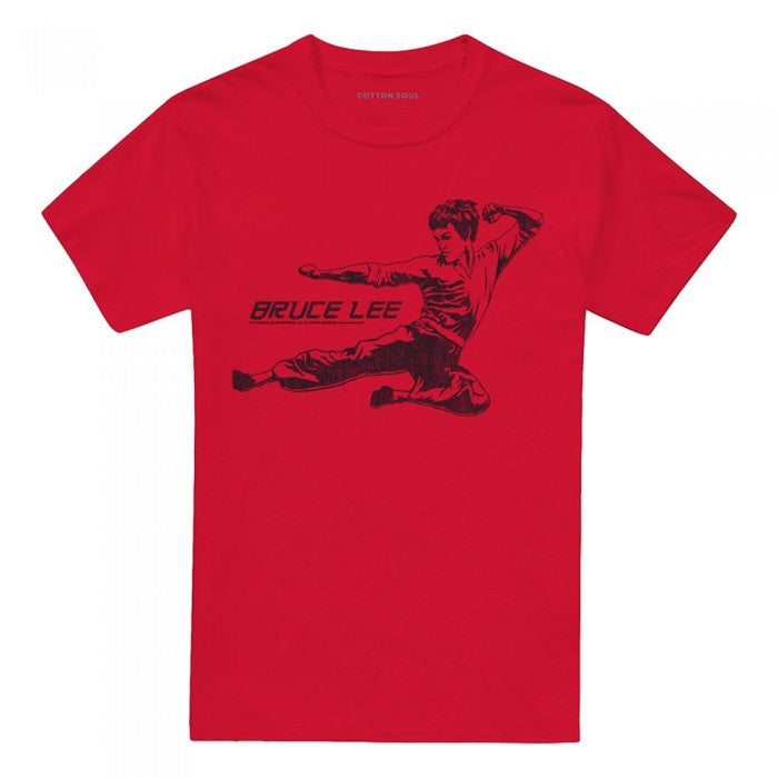 Front - Bruce Lee Unisex Adult Line Kick T-Shirt