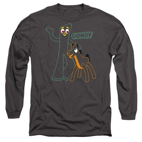 Front - Gumby Unisex Adult Outline Long-Sleeved T-Shirt