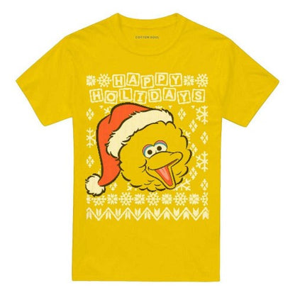 Front - Sesame Street Unisex Adult Ugly Big Bird Christmas T-Shirt