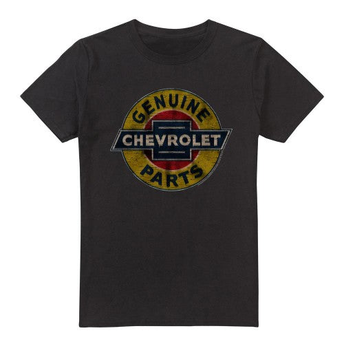 Front - Chevrolet Unisex Adult Genuine Parts Distressed Emblem T-Shirt
