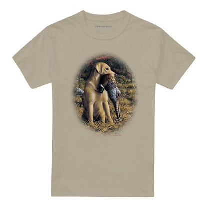 Front - Wild Wings Unisex Adult Wildlife Yellow Lab With Pheasant T-Shirt