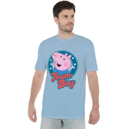 Front - Peppa Pig Unisex Adult Team Boy George Pig Badge T-Shirt