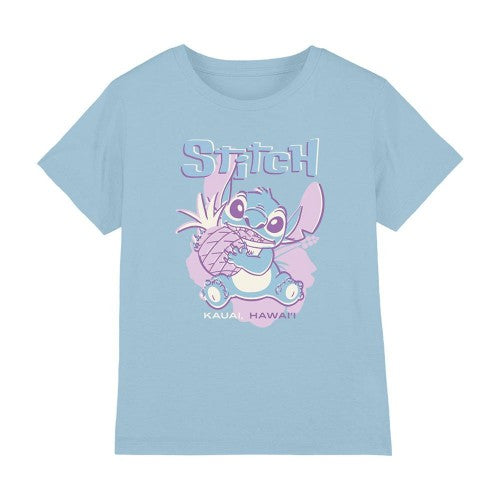 Front - Lilo & Stitch Girls Pineapple Posterized T-Shirt