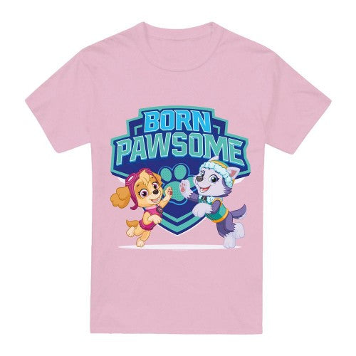 Front - Paw Patrol Unisex Adult Born Pawsome Skye & Everest T-Shirt