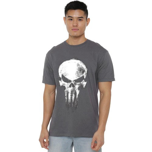 Front - Daredevil Unisex Adult Born Again Punisher Skull T-Shirt