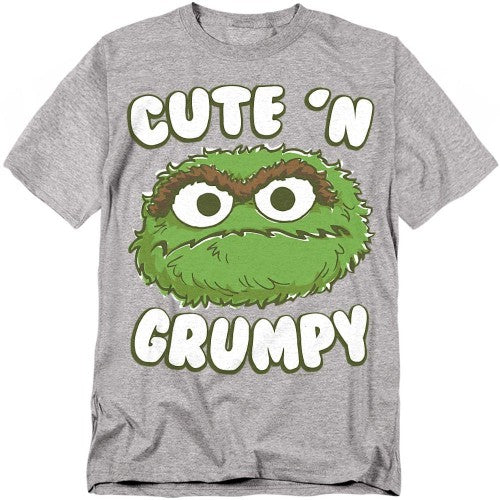 Front - Sesame Street Unisex Adult Cute N Grumpy Heather T-Shirt