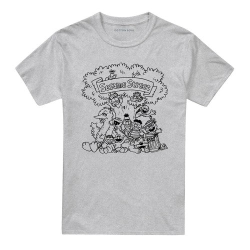Front - Sesame Street Unisex Adult Simple Street Group Shot Heather T-Shirt