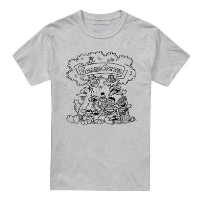 Front - Sesame Street Unisex Adult Simple Street Group Shot Heather T-Shirt