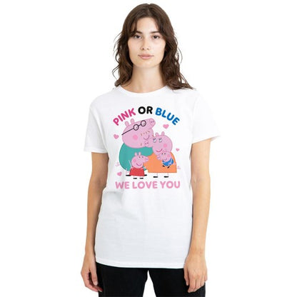 Front - Peppa Pig Womens/Ladies Pink Or Blue We Love You Family T-Shirt