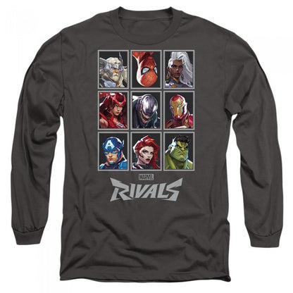 Front - Marvel Rivals Unisex Adult Character Grid Long-Sleeved T-Shirt