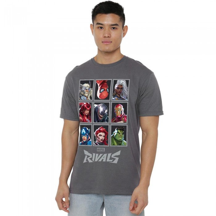 Front - Marvel Rivals Unisex Adult Character Grid T-Shirt