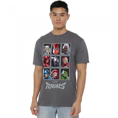Front - Marvel Rivals Unisex Adult Character Grid T-Shirt