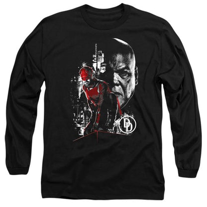 Front - Daredevil Unisex Adult Born Again Kingpin Faces Long-Sleeved T-Shirt
