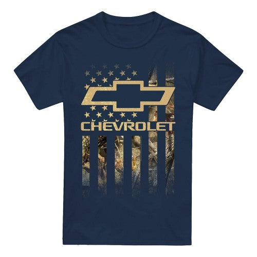 Front - Chevrolet Unisex Adult Camo Flag T-Shirt