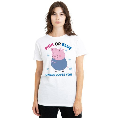 Front - Peppa Pig Womens/Ladies Pink Or Blue Uncle Pig Loves You T-Shirt