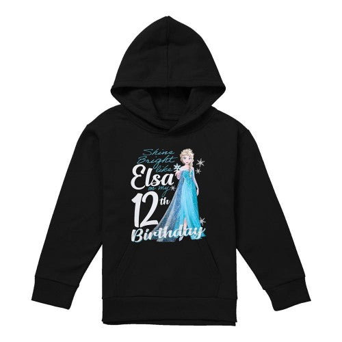 Front - Frozen Childrens/Kids Bright Like Elsa Heather 12th Birthday Pullover Hoodie