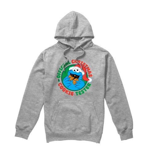 Front - Sesame Street Unisex Adult Official Cookie Tester Heather Christmas Hoodie