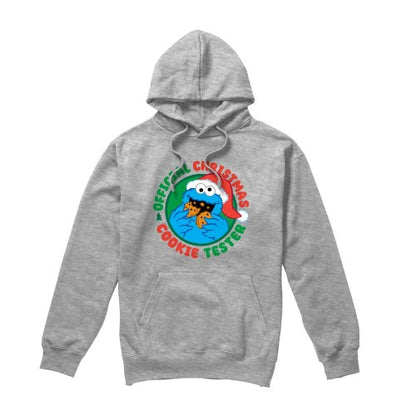 Front - Sesame Street Unisex Adult Official Cookie Tester Heather Christmas Hoodie