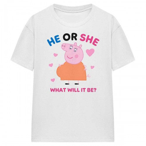 Front - Peppa Pig Womens/Ladies He Or She Mummy Pig T-Shirt