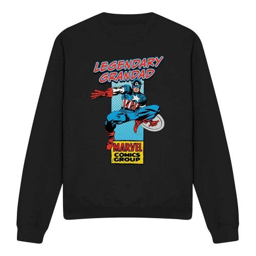 Front - Marvel Comics Mens Legendary Grandad Captain America Corner Box T-Shirt