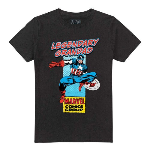 Front - Marvel Comics Mens Legendary Grandad Captain America Corner Box T-Shirt