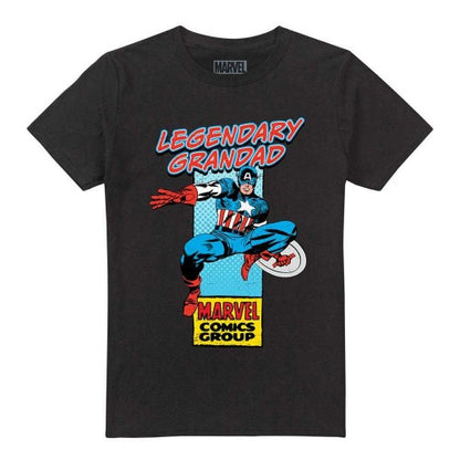 Front - Marvel Comics Mens Legendary Grandad Captain America Corner Box T-Shirt