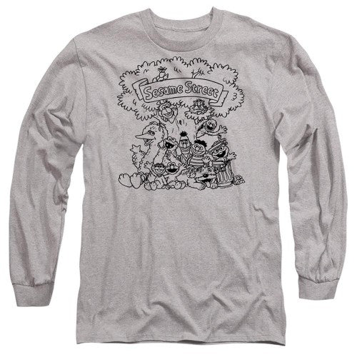 Front - Sesame Street Unisex Adult Simple Street Heather Long-Sleeved T-Shirt