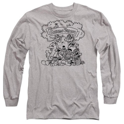 Front - Sesame Street Unisex Adult Simple Street Heather Long-Sleeved T-Shirt