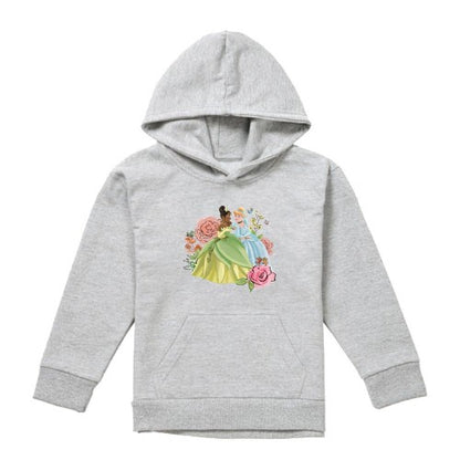Front - Disney Princess Childrens/Kids In The Garden Tiana And Cinderella Heather Hoodie