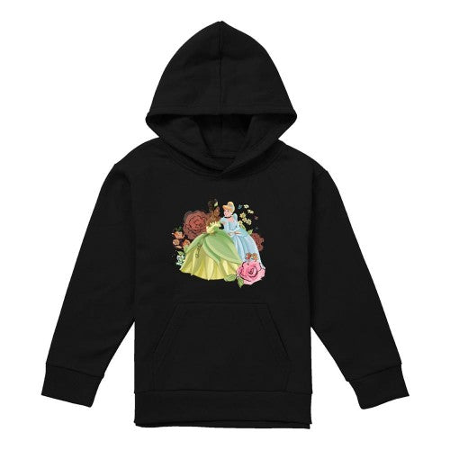 Front - Disney Princess Childrens/Kids In The Garden Tiana And Cinderella Hoodie
