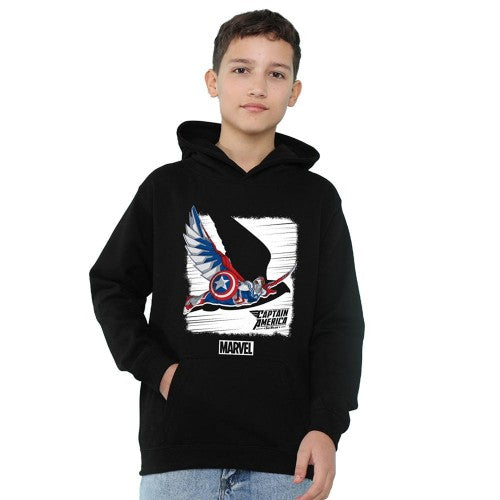 Front - Captain America Childrens/Kids Falcon Heather Pull Over Hoodie
