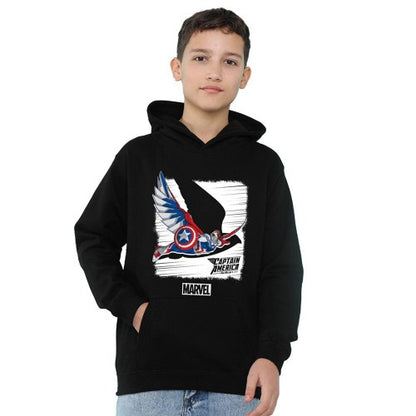 Front - Captain America Childrens/Kids Falcon Heather Pull Over Hoodie