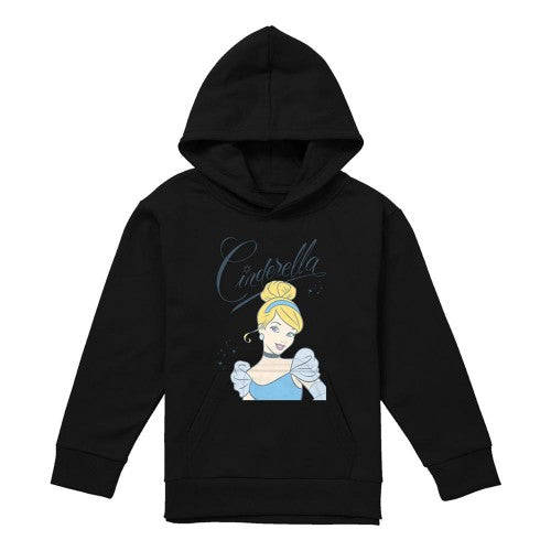 Front - Cinderella Childrens/Kids Headshot With Fancy Script Hoodie