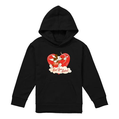 Front - Disney Childrens/Kids Luv You Lots! Mickey Mouse Vintage Valentine`s Day Hoodie