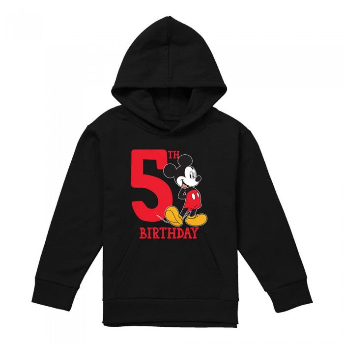 Front - Disney Childrens/Kids Mickey Mouse Heather 5th Birthday Hoodie
