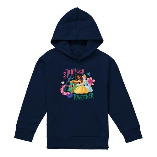 Front - Disney Princess Childrens/Kids Stronger Together Jasmine, Tiana And Belle Hoodie