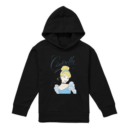 Front - Cinderella Childrens/Kids Headshot With Fancy Script Heather Hoodie