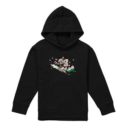 Front - Disney Childrens/Kids Sledding For Christmas Mickey Mouse & Minnie Mouse Hoodie