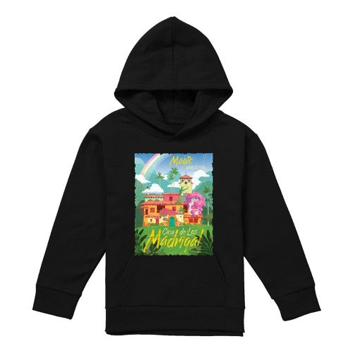 Front - Encanto Childrens/Kids Magic Awaits You...Casa De Los Madrigal Poster Hoodie
