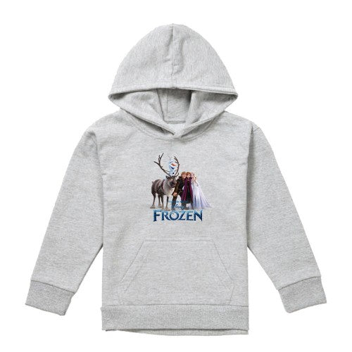 Front - Frozen Childrens/Kids Elsa Anna Kristoff Olaf Group Photo Heather Pullover Hoodie