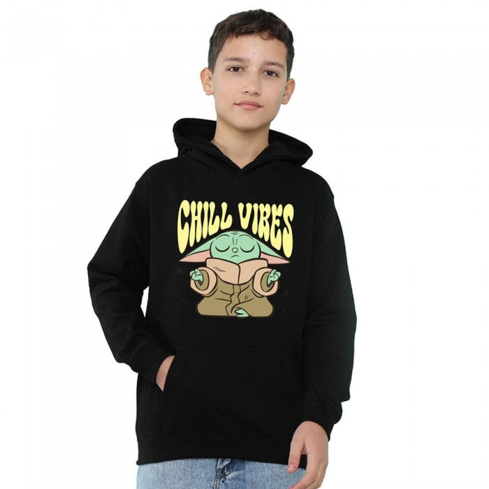 Front - Star Wars Childrens/Kids Chill Vibes Grogu Heather Hoodie