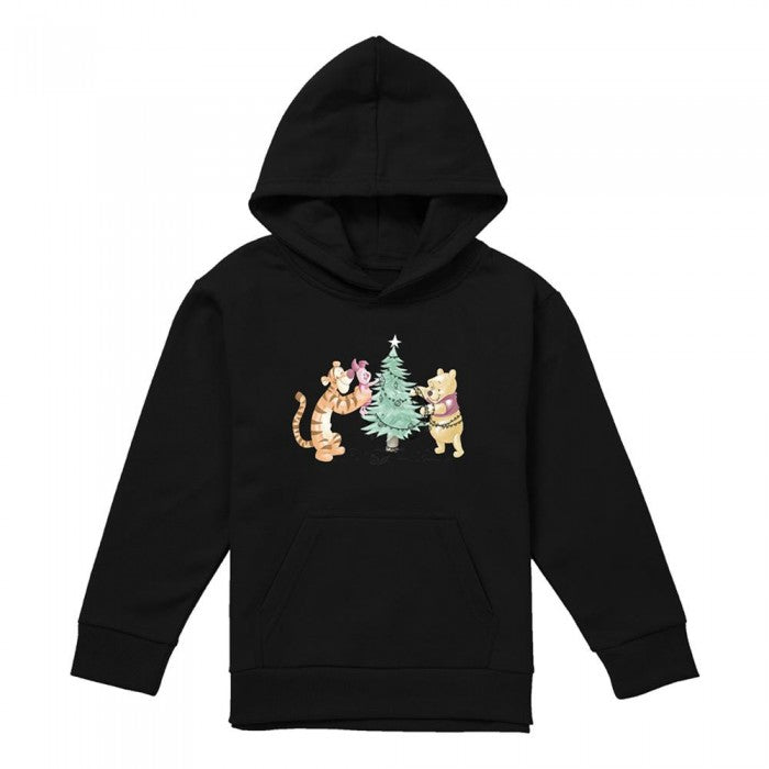Front - Winnie the Pooh Childrens/Kids Trimming The Christmas Tree Heather Hoodie