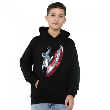 Front - Captain America Childrens/Kids Shield Spin Heather Pull Over Hoodie