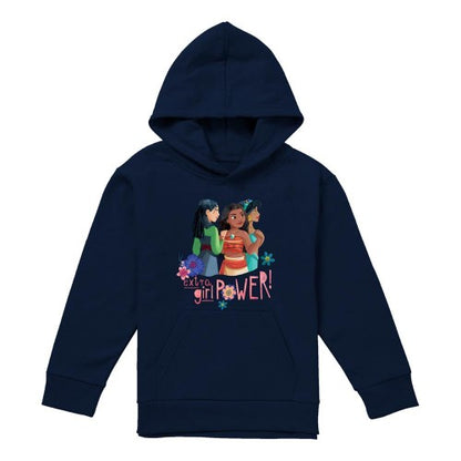 Front - Disney Princess Childrens/Kids Extra Girl Power! Mulan Moana Jasmine Pullover Hoodie