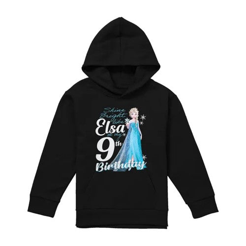 Front - Frozen Childrens/Kids Bright Like Elsa 9th Birthday Pullover Hoodie