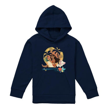 Front - Moana Childrens/Kids Sitting Sunset Hoodie