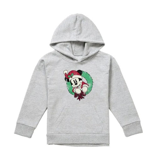 Front - Disney Childrens/Kids Mickey Mouse Wreath Heather Christmas Hoodie