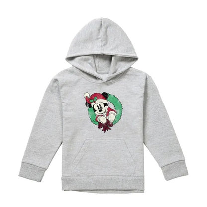Front - Disney Childrens/Kids Mickey Mouse Wreath Heather Christmas Hoodie