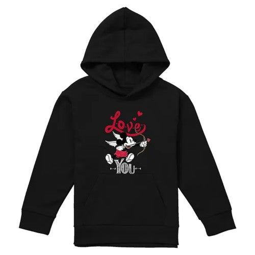 Front - Disney Childrens/Kids Love You Mickey Mouse Cupid Valentine`s Day Hoodie